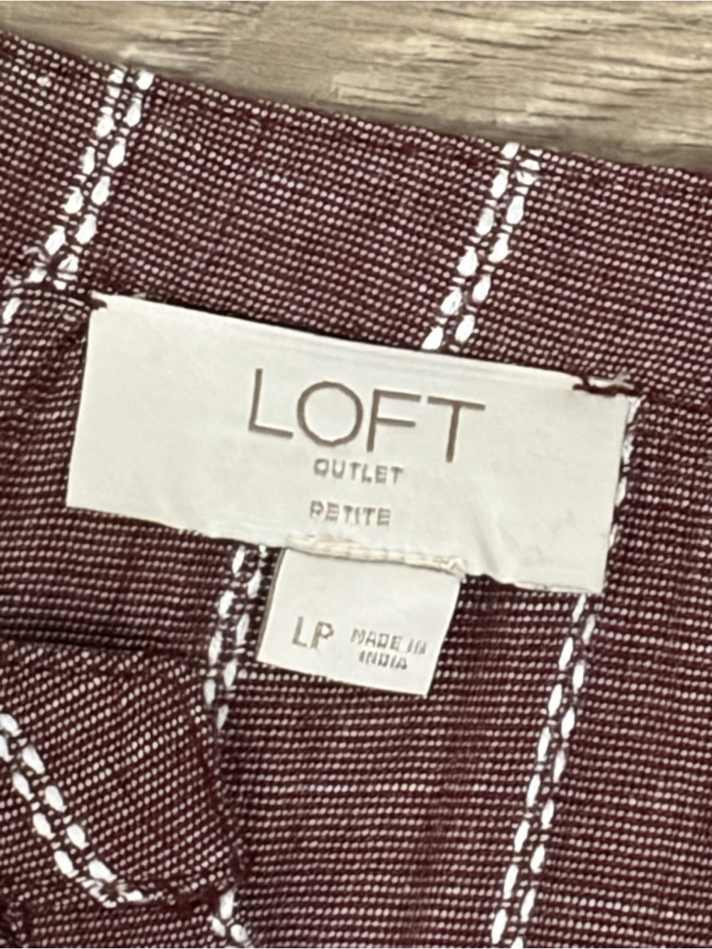 LOFT Maroon Striped V-Neck Midi Dress - Picture 3 of 4